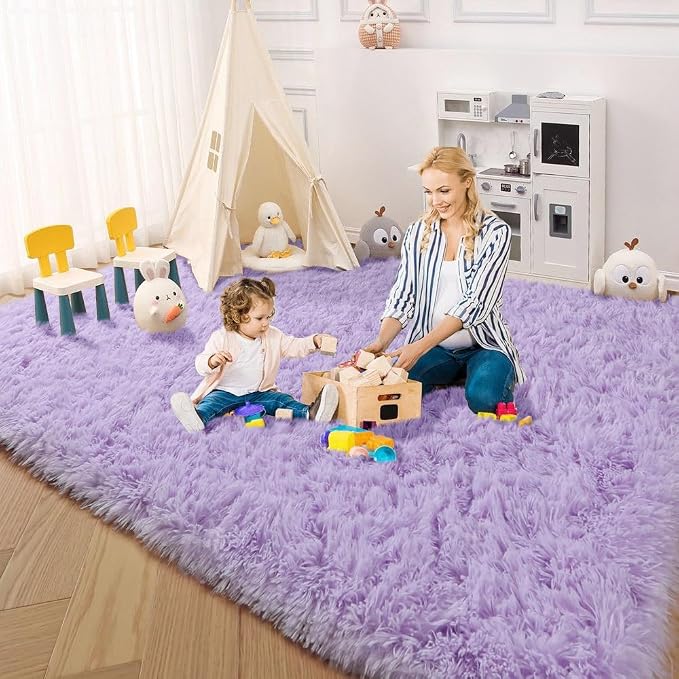 Soft Purple 5x8 Rugs for Bedroom Girls, Living Room, Princess Bedside Rugs | - Image 8