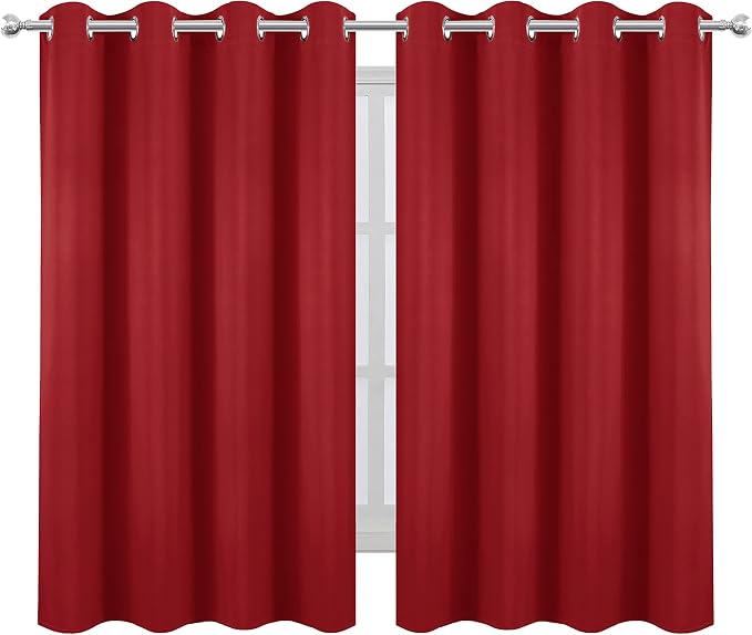 Bright Red Blackout Curtains 52 x 54 Inch Length/Set of 2 Curtain - Image 2