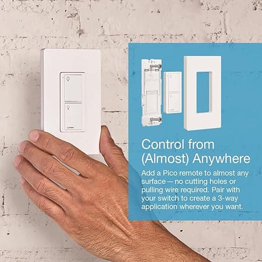 Lutron Caseta Original Smart Light Switch (Lutron Smart Hub Required), for Home, LED, and Fans, 6 Amp, Single-Pole/3-Way, Neutral Required, PD-6ANS-LA-2-Pack, Light Almond, 2 Pack