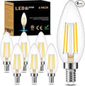 Cotanic E12 Base 3000K LED Light Bulbs Dimmable, Soft White Candelabra LED Bulbs 60W Equivalent, Candle Shape Type B Light Bulbs for Chandelier, Decorative LED Filament Clear Glass, 600LM, 6 Pack