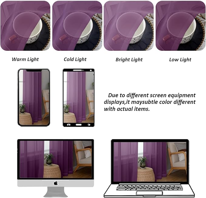 Chyhomenyc Plum Sheer Curtains 84 Inches Long - Image 8