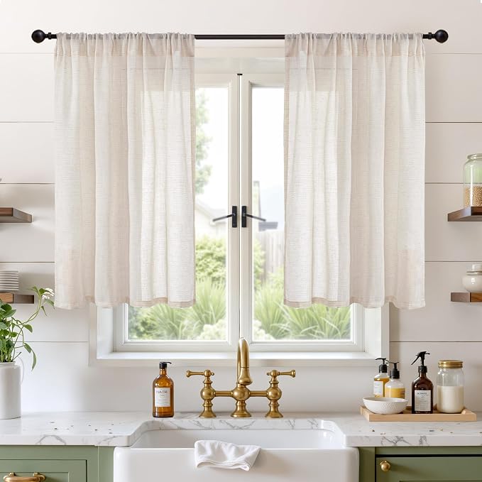BGment Oatmeal Linen Curtains 42X40 Inch Length by BGment