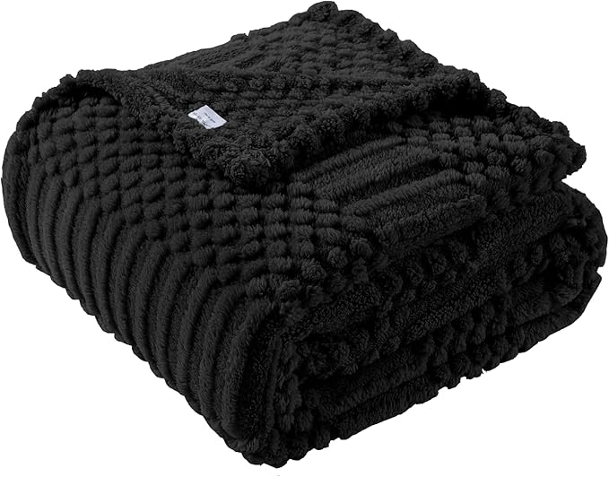 90x104 Inch Black King Size Blanket by LUSSENAHOME