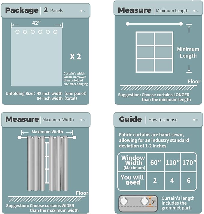 BGment Room Darkening Curtains 63 Inches Long - Grommet Thermal Insulated Drapes Window Treatment Curtains for Bedroom, 2 Panels, 42 x 63 Inch, Greyish White