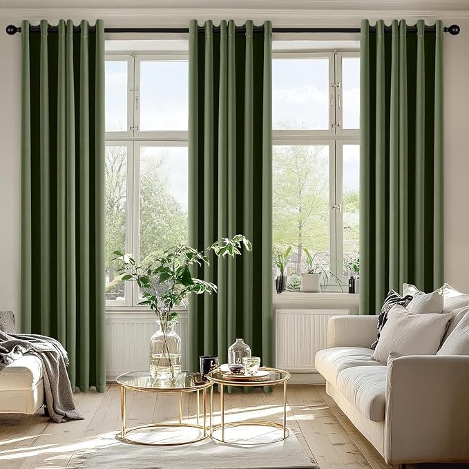 MIULEE Blackout Curtains for Bedroom 2 Panels 40 x 80 Inch Long Olive Green | - Image 6