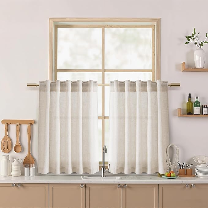 Beige Farmhouse Curtains 30 Inch Length by Nanspring