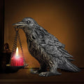 Gothic Home Decor Fake Crow Light Holder Raven Lamp Tealight Candle Holder Resin Statue Half Silver