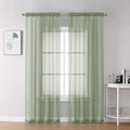 Sage Green Sheer Curtains 90 Inches Long 2 Panels by OVZME