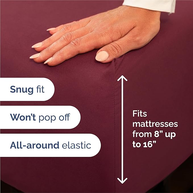 King 6 Piece Sheet Set - Comfy Breathable & Cooling - Ultra Soft Hotel Luxury Bedding Set w/ 8-16 Inch Deep Pockets - 1 Flat & 1 Fitted Sheet & 4 Pillowcases - Wrinkle Free and Easy Care - Burgundy