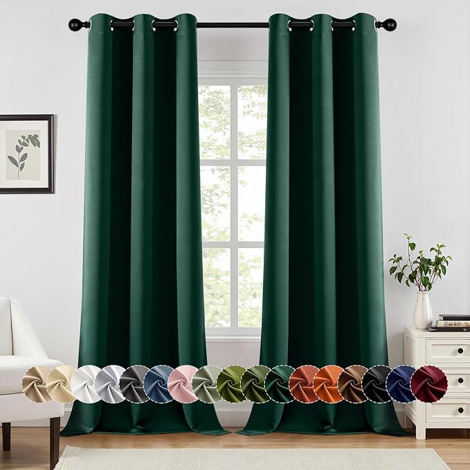 MIULEE Blackout Curtains for Bedroom 2 Panel 40 x 96 Inch Long Hunter Green | by MIULEE