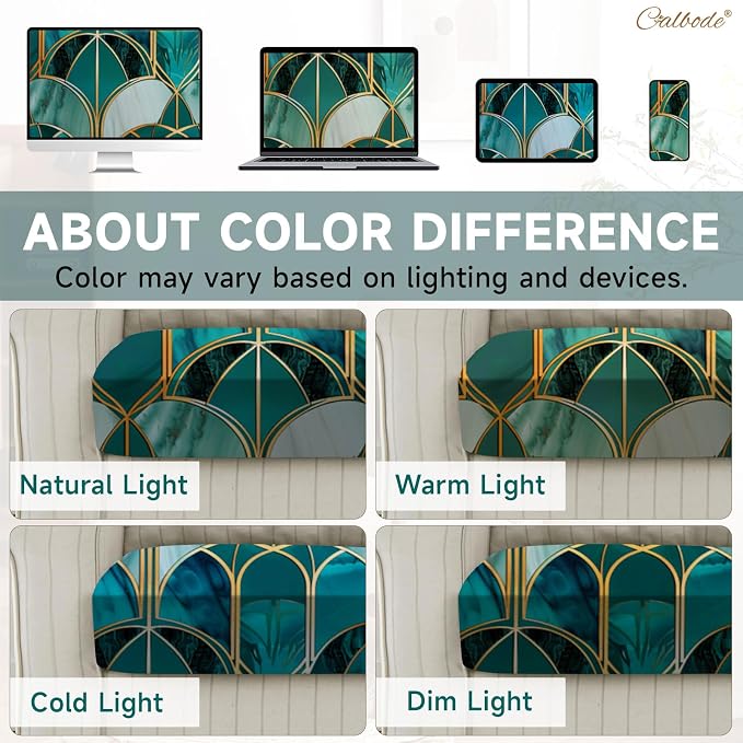 CALBODE 8Pcs Stretch Patio Cushion Cover, Art Deco Geometric Pattern Couch & - Image 6