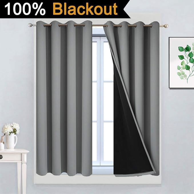 Yakamok Grey Blackout Curtains 45 Inches Long - Image 2
