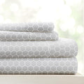 Linen Market Double-Brushed Patterned Microfiber Queen Sheet Set 4 Piece – Oeko-TEX Certified Ultra Soft & Wrinkle-Free - 16" Deep Pocket Sheets - Easy Care Queen Size - Honeycomb Light Gray