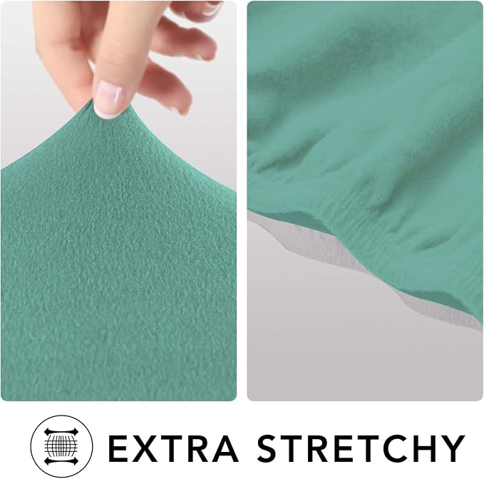 PureFit Stretch Couch Covers for Sofa 4 Seater Slipcovers Cyan | 1-Piece Sofa - Image 4