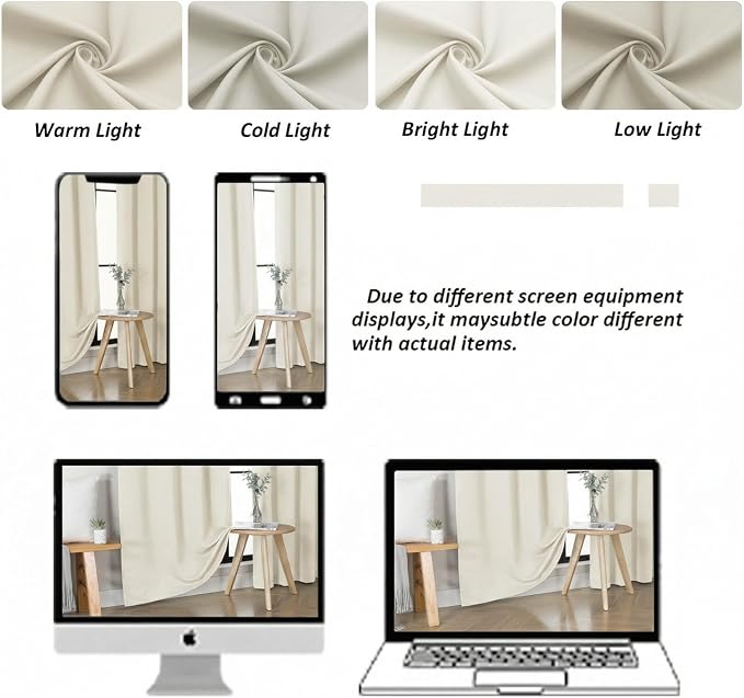 Simplebrand Ava Light Beige Light Filtering Curtains - Image 8