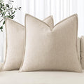 MIULEE Decorative Linen Pillow Covers 16x16 Inch Natural Beige | Boho by MIULEE