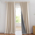 NICETOWN 100% Blackout Beige Linen Bedroom Curtains 95" Length by NICETOWN