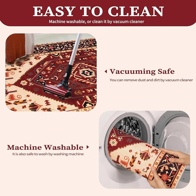 SERISSA 5x7 Washable Non Slip Boho Area Rug - Image 4