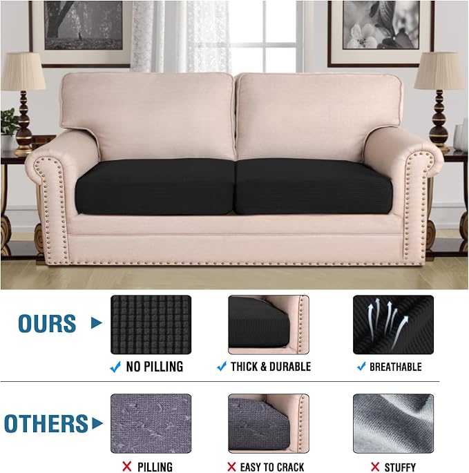 H.VERSAILTEX Super Stretch Individual Seat Cushion Covers Sofa Covers Couch - Image 2