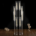 VINCIGANT 8 Arms Clear Candlesticks Holder for Wedding Decorations,Tall Arcylic Candelabra Candle Holder with Shade for Valentines Day Events Party Table Centerpiece,Fit LED Candles