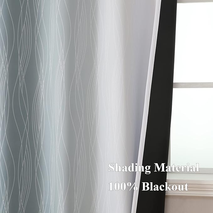 Stone Blue and Greyish White Blackout Curtains - Image 5