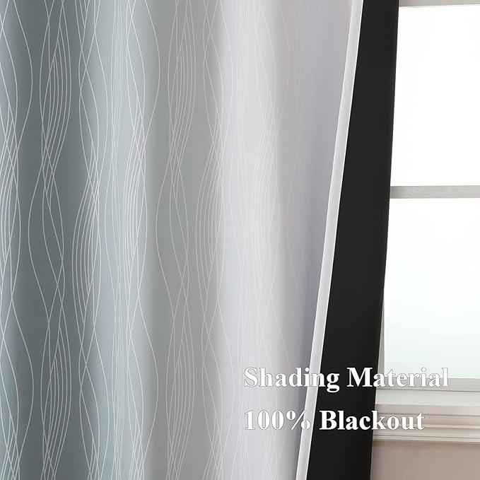 Stone Blue and Greyish White Blackout Curtains - Image 5