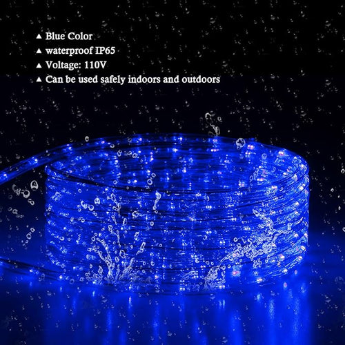100Ft Blue LED Rope Lights, 110V Outdoor Rope Lights Waterproof Decorative Lighting for Indoor/Outdoor, 1080 LEDs Rope Lights for Outside, Deck, Patio, Halloween and Christmas Decorations