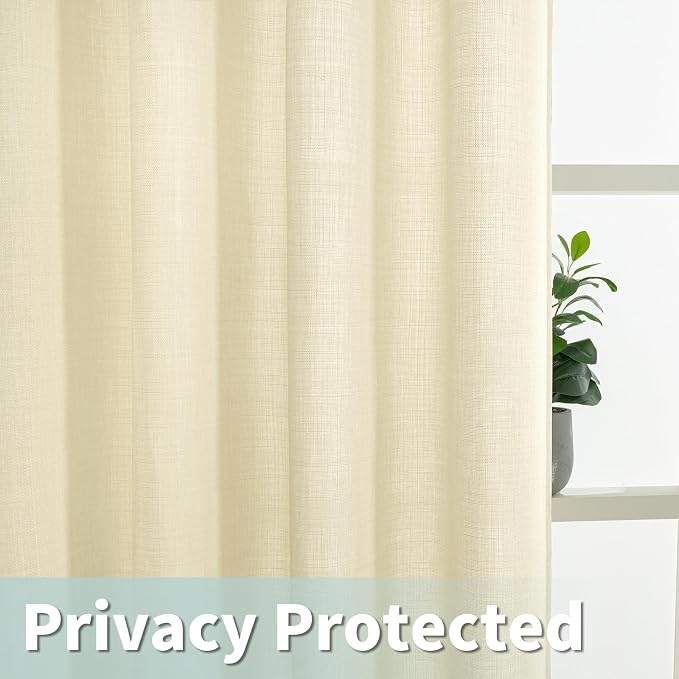 Beige Polyester Curtains 84 Inch Length - Image 4