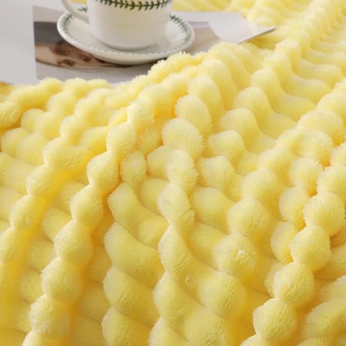 Banana Yellow Throw Blanket for Couch Sofa 60”x80” Striped Design - Image 4