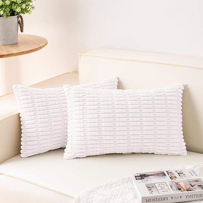 Aegero Pack of 2 Corduroy Decorative Throw Pillow Covers 12x24 Inch by Unknown