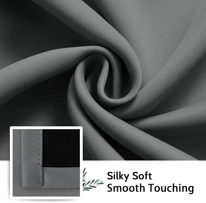 SimpleHome Grey 100% Blackout Curtains Room Darkening Living Room 84 Inch | - Image 7
