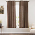 Caramel Brown Linen Curtains 63 Inches Length 2 Panels Set by Nanspring