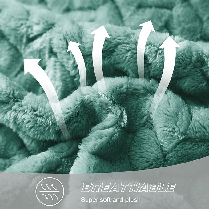 Exclusivo Mezcla Fleece Throw Blanket for Couch, 50x70 Inches Soft Cozy Jacquard Flannel Blankets, Lightweight Fuzzy Plush Warm Throws for Winter, Celadon