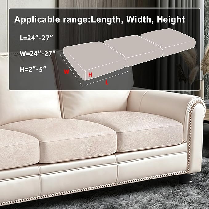 ANARACHON Leather Look Couch Cushion Covers Sofa Seat Slipcovers Sets Couches - Image 3