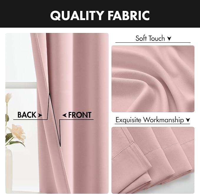 MIULEE 4 Panel Set Short Bedroom Blackout Curtains 54 Inch Long Light Pink | - Image 8
