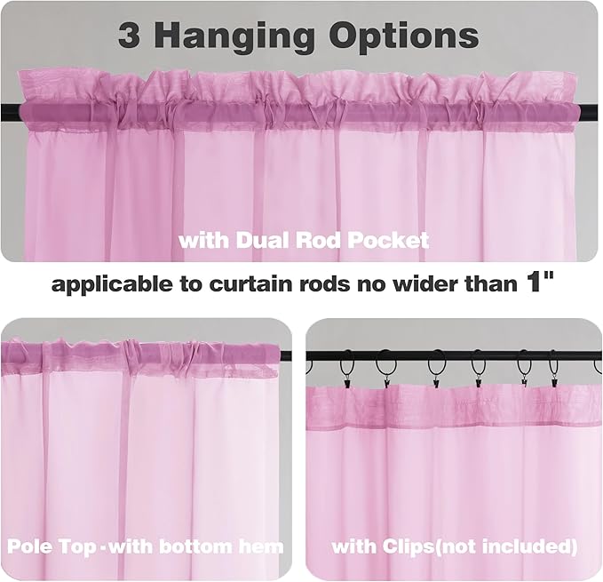 Chyhomenyc Pink Sheer Curtains 120 Inches Long - Image 5