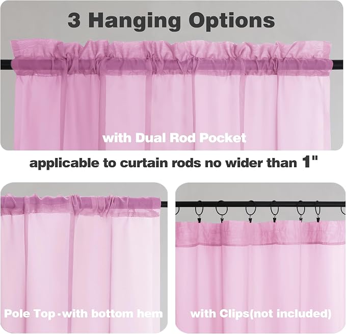 Chyhomenyc Pink Sheer Curtains 84 Inches Long - Image 5