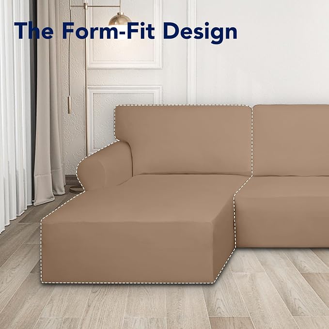 PureFit Stretch Sectional Couch Covers 2 pcs Non Slip L Shape Sofa Cover | - Image 5