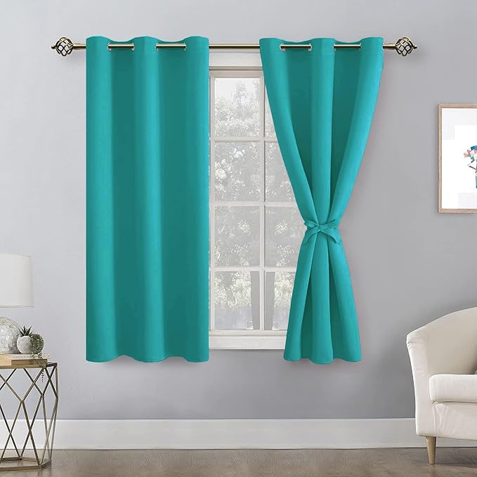 Blackout Curtains for Bedroom, Peacock Teal, 38 x 54 Inch, 2 Panels | Light - Image 8