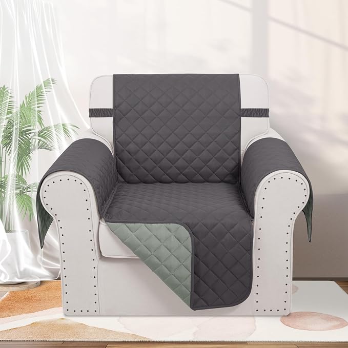 Reversible Recliner Chair Covers, Dark Grey | Chair Covers - Image 2