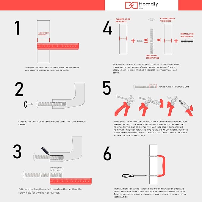 homdiy 10 Pack Adjustable Black Cabinet Pulls 2" to 8.8" (51-224mm) Adjustable Hole Distance Drawer Pulls