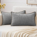 MIULEE Decorative Lumbar Throw Pillow Covers 12x20 Inch Dark Gray 2 Pack | by MIULEE
