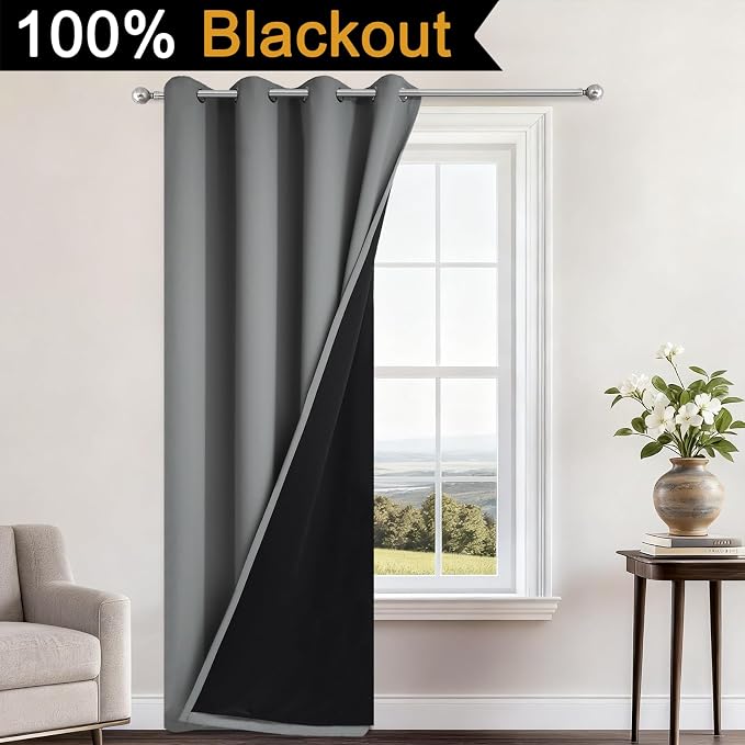 Yakamok Grey Blackout Curtains 84 Inches Long - Image 2
