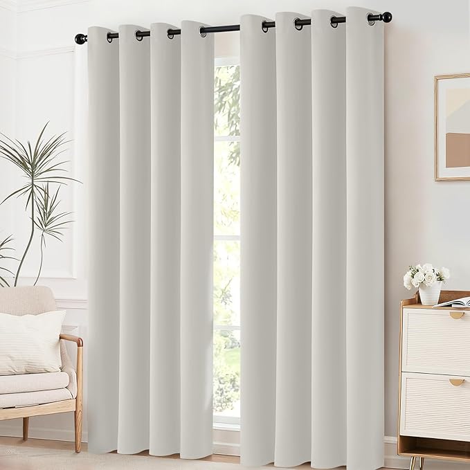 Yakamok Room Darkening Curtains 52x63 inch Length Light Beige-Living Room | 2 - Image 2