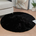 ORINOVA Black Round Plush Rugs for Bedroom Faux Bunny Fuzzy Washable Fur Area by ORINOVA