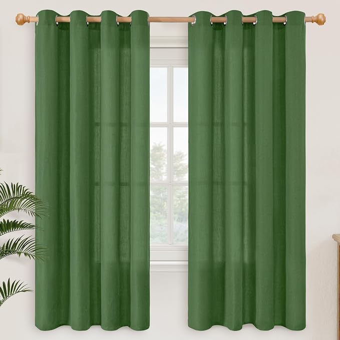 YoungsTex Forest Green Linen Curtains by YoungsTex