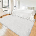 White Rug for Bedroom 4x6ft Fluffy Area Rug Mat Bedside Throw Rug for Living by JiaoBaba