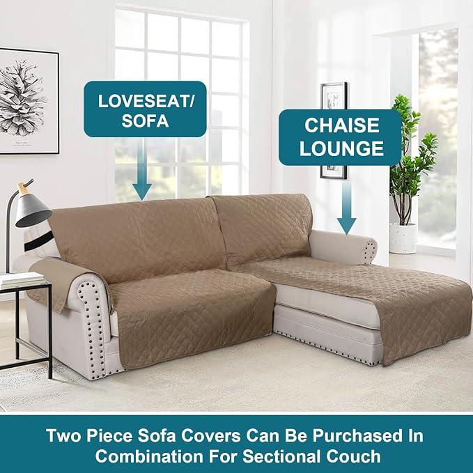 Turquoize 100% Waterproof Sofa Covers Chaise Lounge L Shape Sofa Protector Slip - Image 5