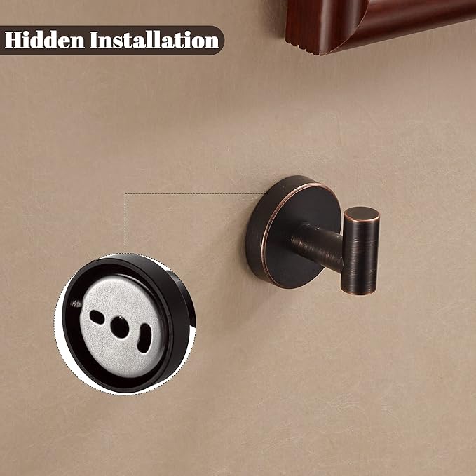 BigBig Home Bronze Towel Hooks, Bathroom Robe Hook Oil Rubbed, Bath Farmhouse Coat Clothes Hook Wall Mounted Rustic for Kitchen