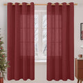 Burgundy Red Linen Curtains 72 Inch by LAMIT